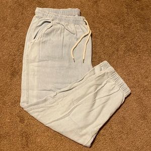 Light denim beach jogger pants. With cuffed bottoms.